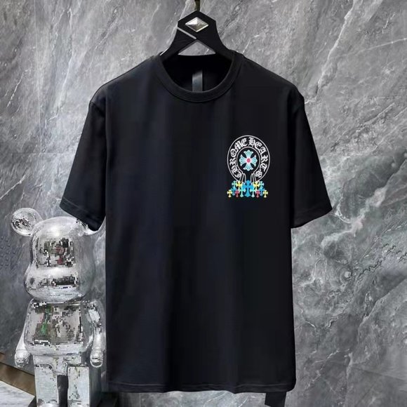 New Chrome Hearts cross pattern print casual couples short-sleeved T-shirt - Picture 2 of 6